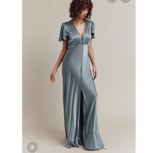 Ghost London Delphine Timeless Button Through Satin Maxi Dress